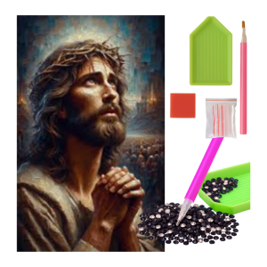 MOZAIKA DIAMENTOWA - ŚWIĘTE OBRAZKI JEZUS MODLITWA W KORONIE CIERNIOWEJ