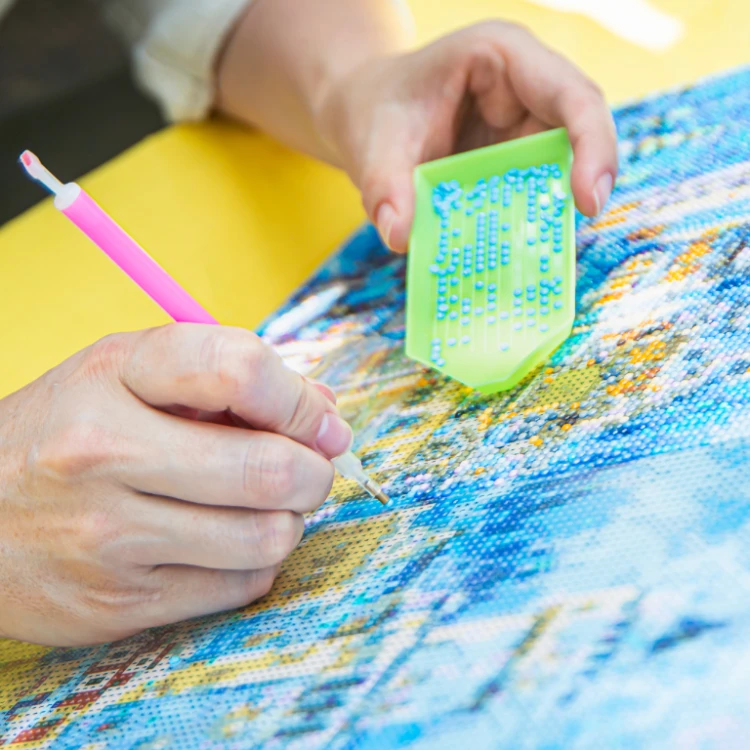 MOZAIKA DIAMENTOWA - KRAJOBRAZ Z ROWEREM KOLOROWA ABSTRAKCJA