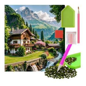 MOZAIKA DIAMENTOWA - DOMEK W GÓRACH SZWAJCARIA
