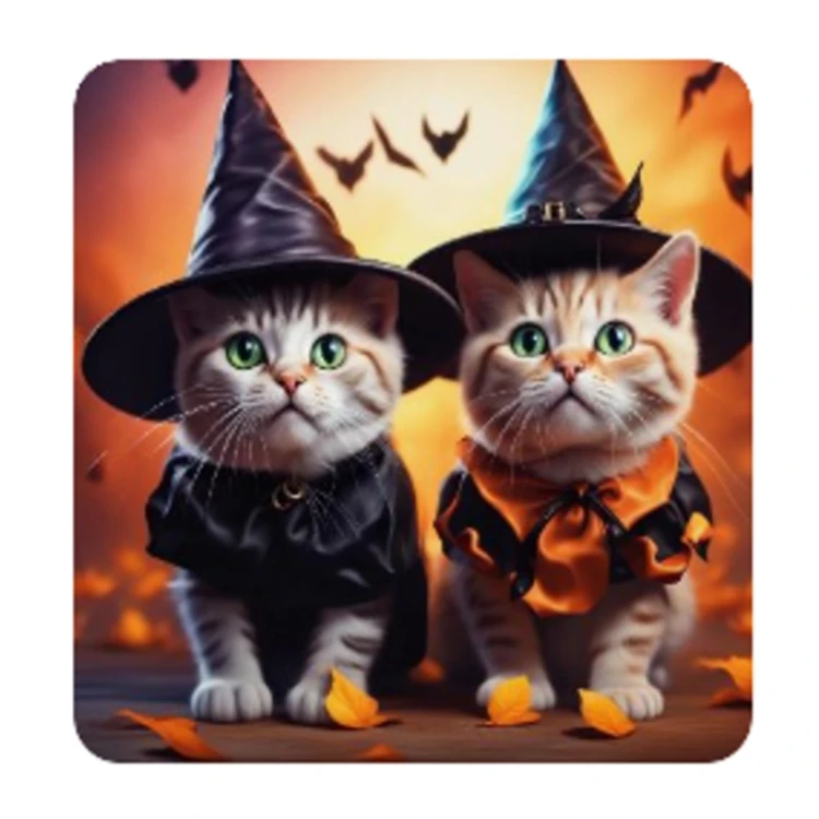MOZAIKA DIAMENTOWA - HALLOWEEN KOTY W KAPELUSZACH WIEDŹMY
