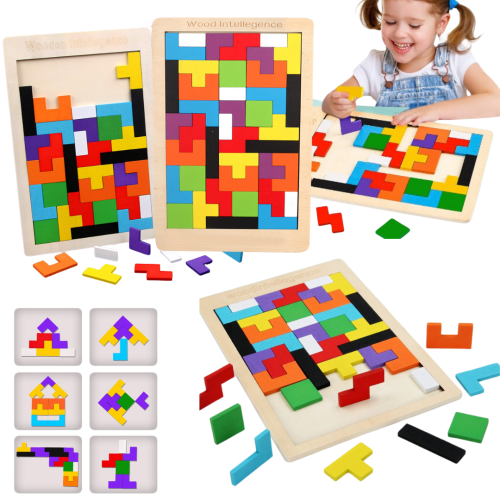 UKŁADANKA DREWNIANA TETRIS KLOCKI 40 EL.