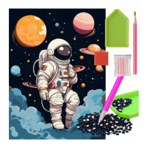 MOZAIKA DIAMENTOWA - ASTRONAUTA W KOSMOSIE RYSUNKOWE [PLASTYCZNE]