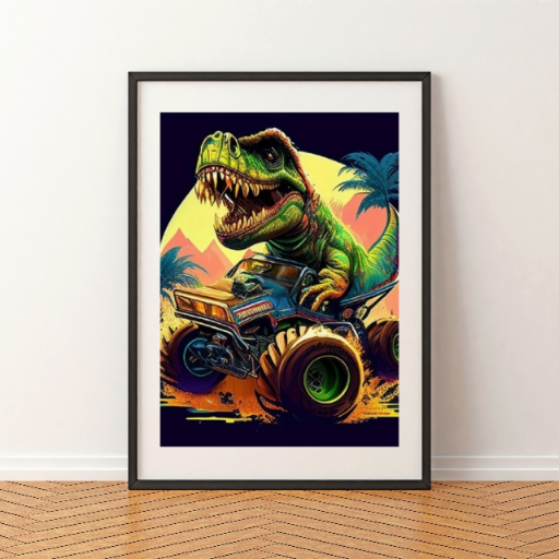 MOZAIKA DIAMENTOWA - DINOZAUR T-REX NA MONSTER TRUCKU