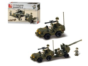 KLOCKI SLUBAN B5900 Działo Przeciwlotnicze Flak + Samochód Wojskowy ARMY 138 El.