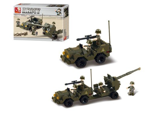 KLOCKI SLUBAN B5900 Działo Przeciwlotnicze Flak + Samochód Wojskowy ARMY 138 El.