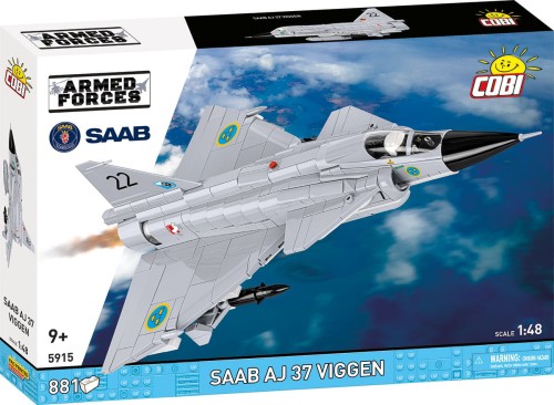 KLOCKI COBI 5915 SAMOLOT Myśliwiec Saab JA 37 Viggen ARMED FORCES 881el.