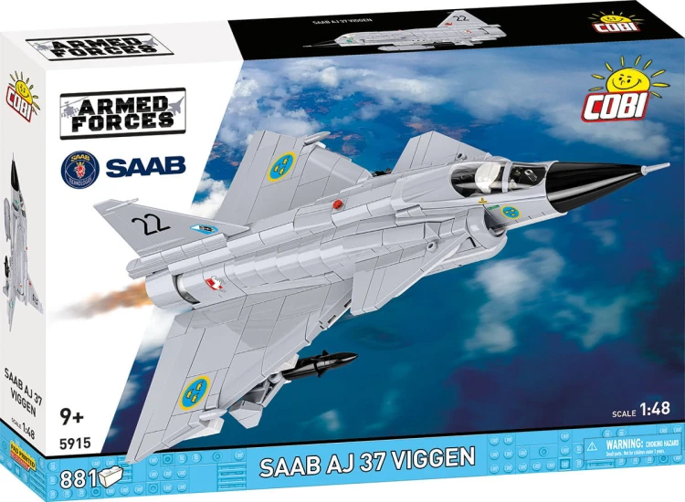 KLOCKI COBI 5915 SAMOLOT Myśliwiec Saab JA 37 Viggen ARMED FORCES 881el.