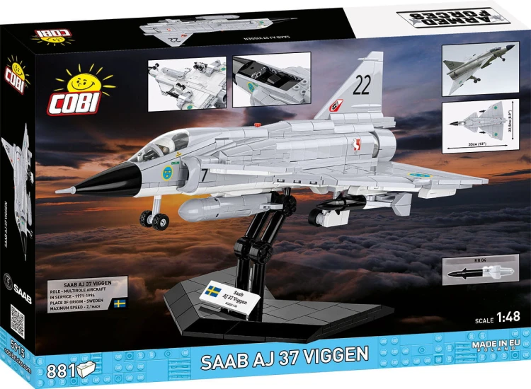 KLOCKI COBI 5915 SAMOLOT Myśliwiec Saab JA 37 Viggen ARMED FORCES 881el.