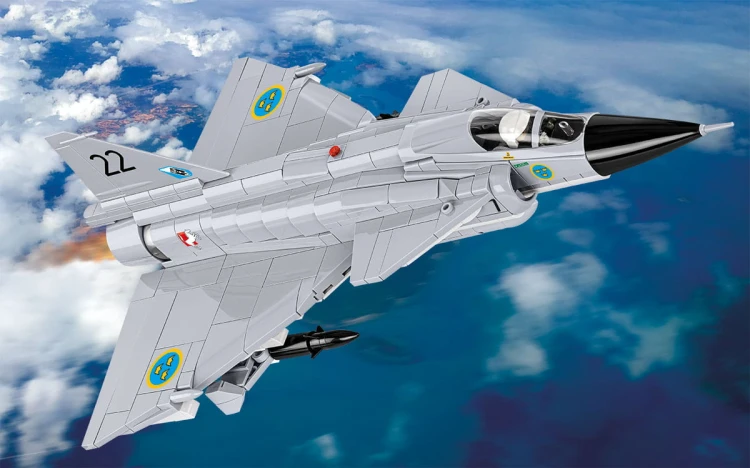 KLOCKI COBI 5915 SAMOLOT Myśliwiec Saab JA 37 Viggen ARMED FORCES 881el.