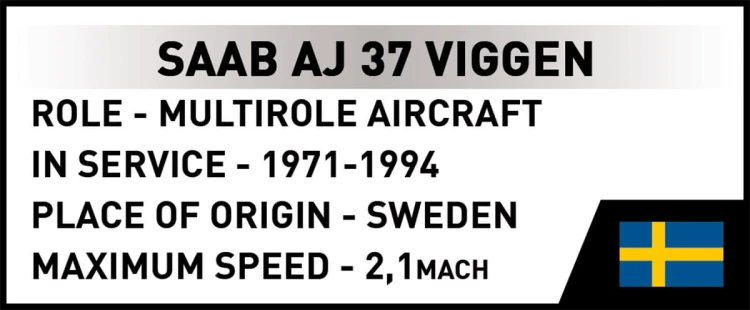 KLOCKI COBI 5915 SAMOLOT Myśliwiec Saab JA 37 Viggen ARMED FORCES 881el.
