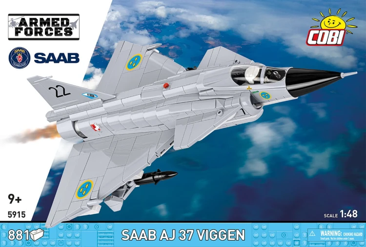 KLOCKI COBI 5915 SAMOLOT Myśliwiec Saab JA 37 Viggen ARMED FORCES 881el.