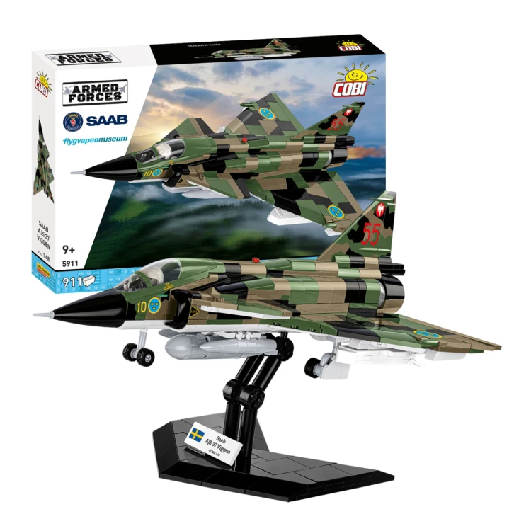 KLOCKI COBI 5911 SAMOLOT Myśliwiec Saab AJS37 Viggen  ARMED FORCES 911el.