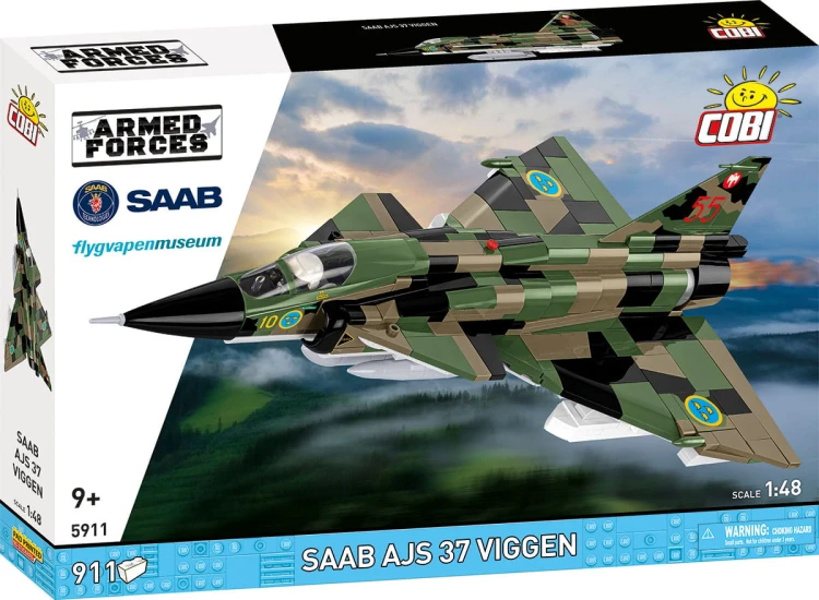 KLOCKI COBI 5911 SAMOLOT Myśliwiec Saab AJS37 Viggen  ARMED FORCES 911el.
