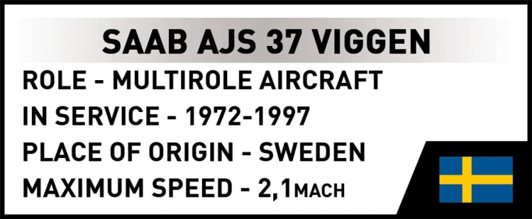 KLOCKI COBI 5911 SAMOLOT Myśliwiec Saab AJS37 Viggen  ARMED FORCES 911el.