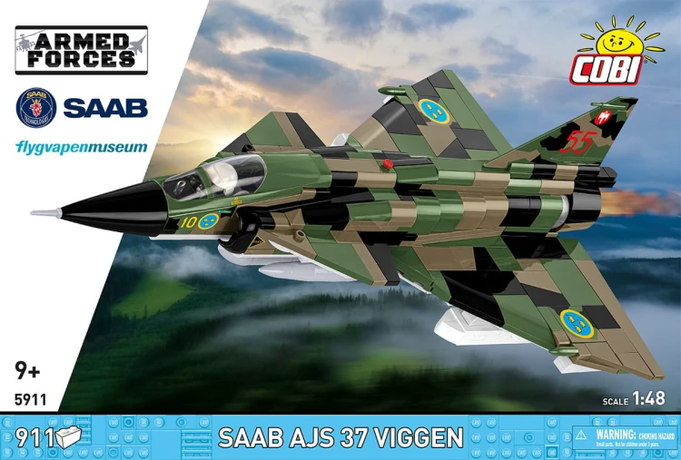 KLOCKI COBI 5911 SAMOLOT Myśliwiec Saab AJS37 Viggen  ARMED FORCES 911el.