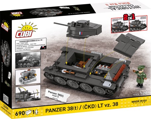 KLOCKI COBI 2666 Czołg PANZER 38(t) lub LT vz.38 HC  WWII 690.el