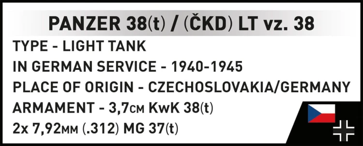KLOCKI COBI 2666 Czołg PANZER 38(t) lub LT vz.38 HC  WWII 690.el