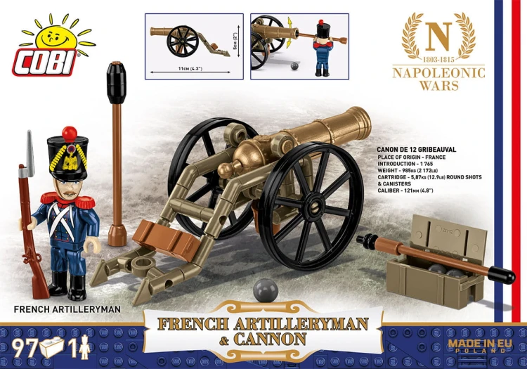KLOCKI COBI 20093 Napoleońska armata systemu Gribeauvala Wojny Napoleońskie 97 El.