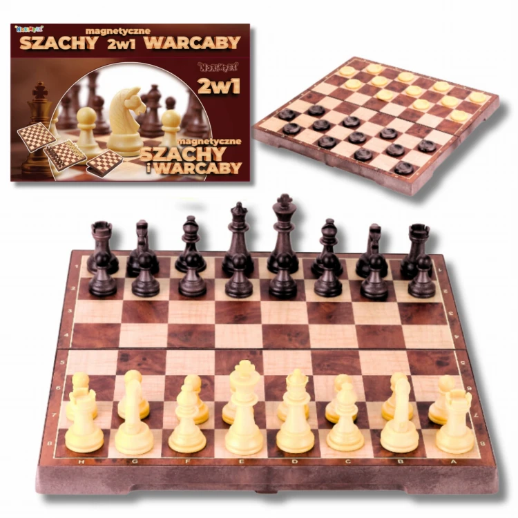 SZACHY MAGNETYCZNE ORAZ WARCABY 2W1 KLASYCZNE DUŻE 31X31