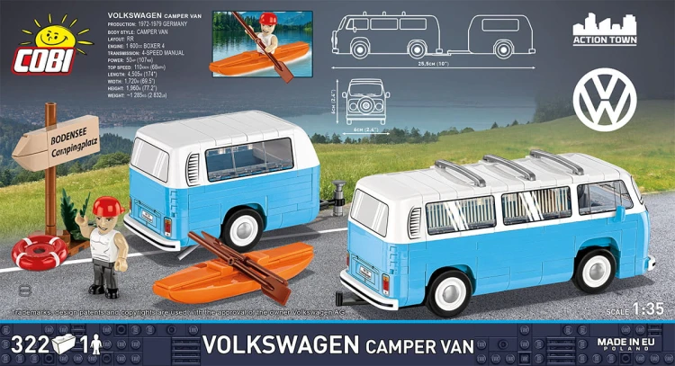 KLOCKI COBI 24653 Samochód Volkswagen Camper Van VOLKSWAGEN 322 El.