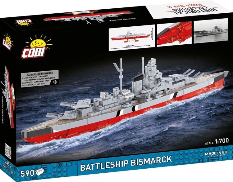 KLOCKI COBI 4854 Łódź pancernik Bismarck HC WW2 590 El.