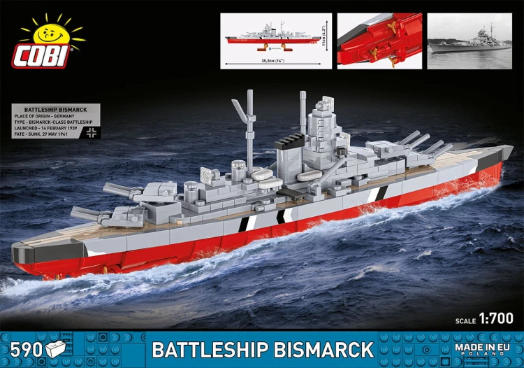 KLOCKI COBI 4854 Łódź pancernik Bismarck HC WW2 590 El.