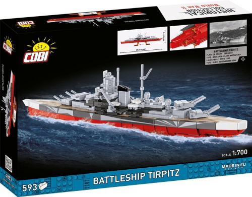 KLOCKI COBI 4853 Łódź Niemiecki pancernik Tirpitz HC WW2 593 El.