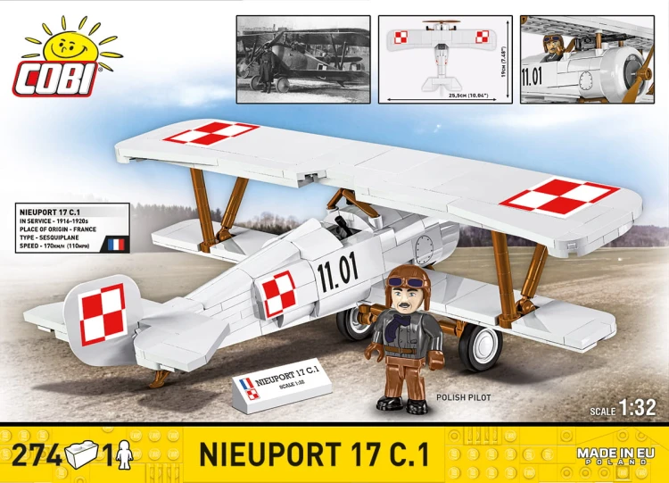 KLOCKI COBI 2998 Samolot dwupłatowiec Nieuport 17 C.1 HC GW 274 El.