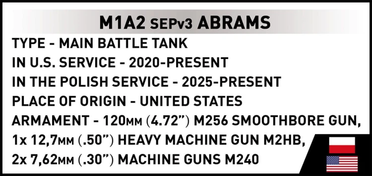 KLOCKI COBI 2633 Czołg M1A2 Abrams ARMED FORCES 1065 el.
