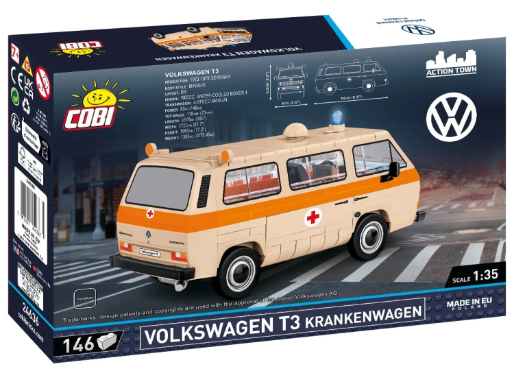 KLOCKI COBI 24636 Samochód Volkswagen T3 Krankenwagen VOLKSWAGEN 146 El.