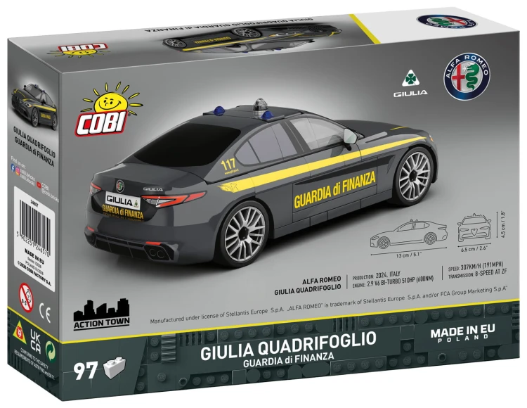 KLOCKI COBI 24657 Auto Alfa Romeo Gulia Quadrifoglio Guardia di Finanza ACTION TOWN 97 el.