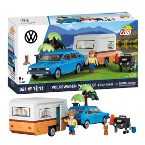 KLOCKI COBI 24643 Auto Volkswagen Przyczepa Kempingowa Passat B1 With Caravant ACTION TOWN 361el.
