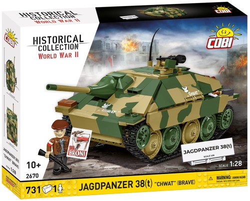 KLOCKI COBI 2670 Niemiecki Niszczyciel Jagdpanzer 38(T) "Chwat" HISTORICAL COLLECTION WWII 731 el.