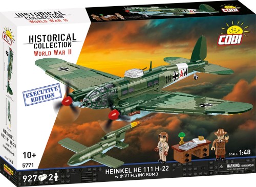 KLOCKI COBI 5771 Samolot Heinkel HE 111 H-22 z V1 Latającą Bombą (Executive) HISTORICAL COLLECTION WWII 927 EL.