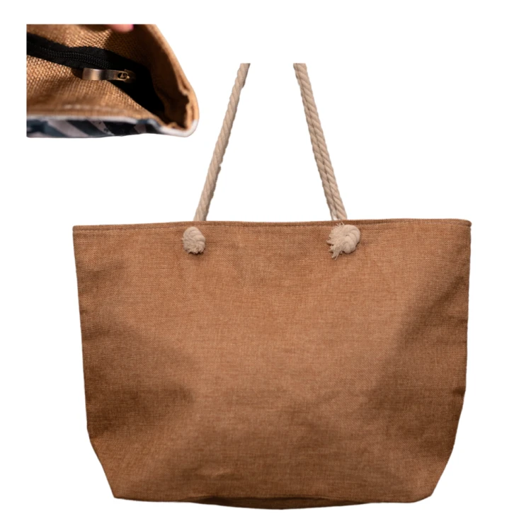 Torba plażowa na zamek w pasy duże kotwice niebieska shopper XXL