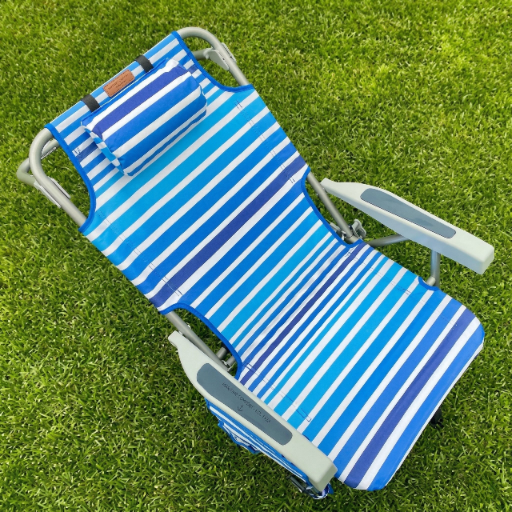 Leżak plażowy składany z kieszonkami turystyczny na plażę i do ogrodu