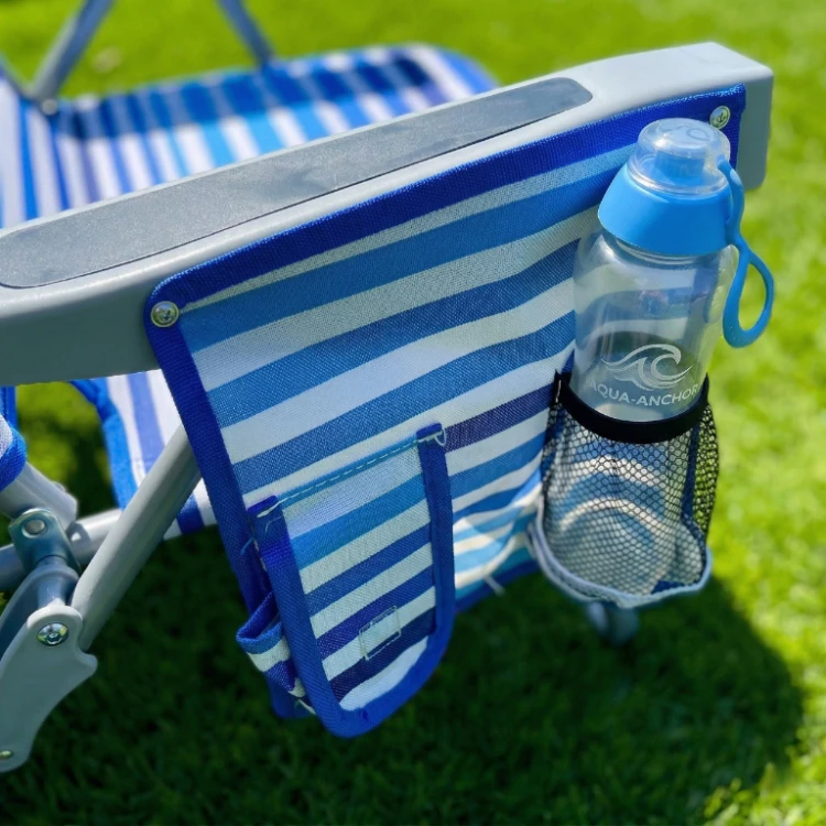 Leżak plażowy składany z kieszonkami turystyczny na plażę i do ogrodu