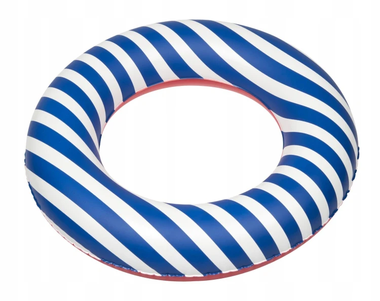 Koło dmuchane 55 cm paski niebieskie dla dzieci do pływania na basen i plażę
