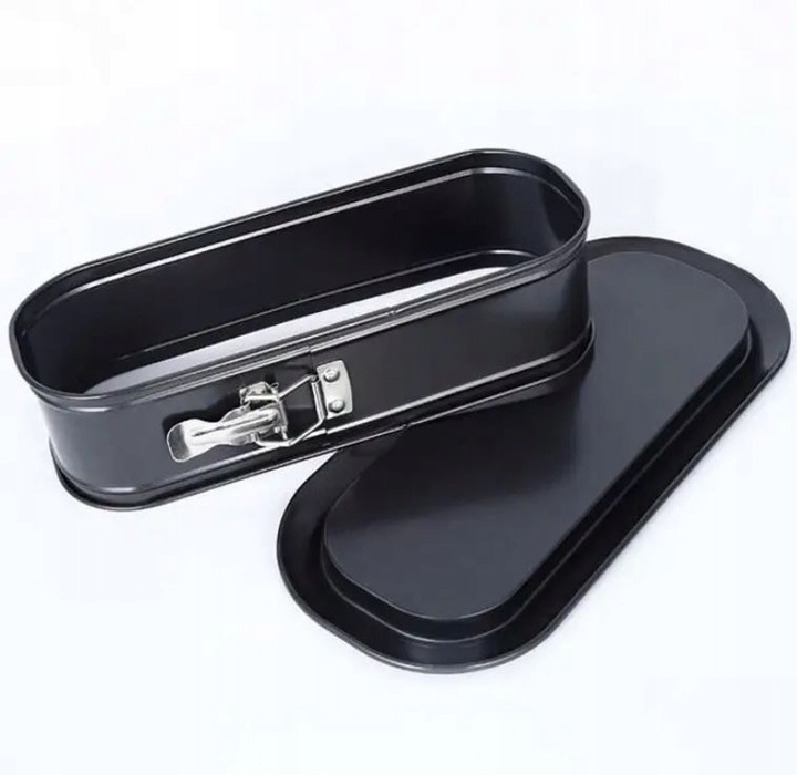 Tortownica owalna rozpinana non stick czarna forma do ciasta stal węglowa