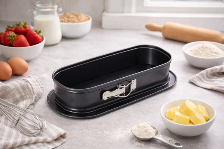 Tortownica owalna rozpinana non stick czarna forma do ciasta stal węglowa