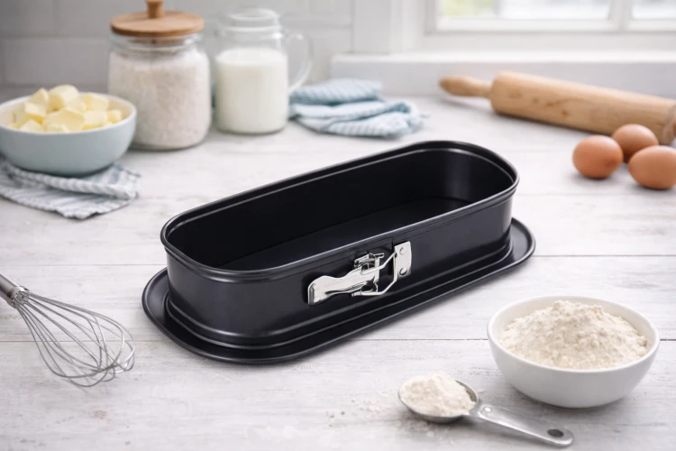 Tortownica owalna rozpinana non stick czarna forma do ciasta stal węglowa