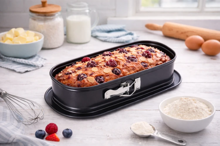 Tortownica owalna rozpinana non stick czarna forma do ciasta stal węglowa