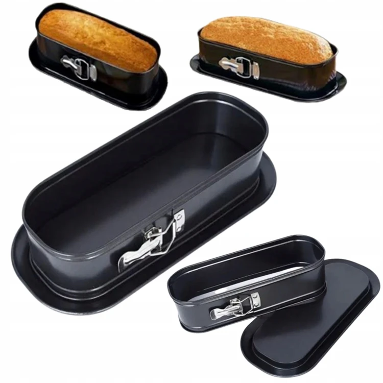 Tortownica owalna rozpinana non stick czarna forma do ciasta stal węglowa