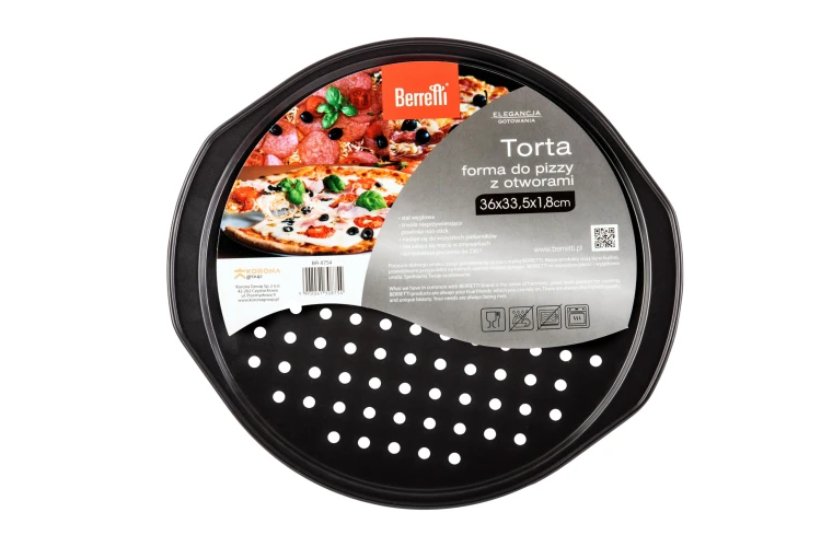 Forma do pizzy Berretti okrągła 36x33,5 cm non stick stal węglowa blacha