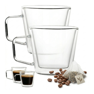 Szklanki termiczne Berretti Tazza 250 ml 2 szt podwójne szkło do kawy i herbaty