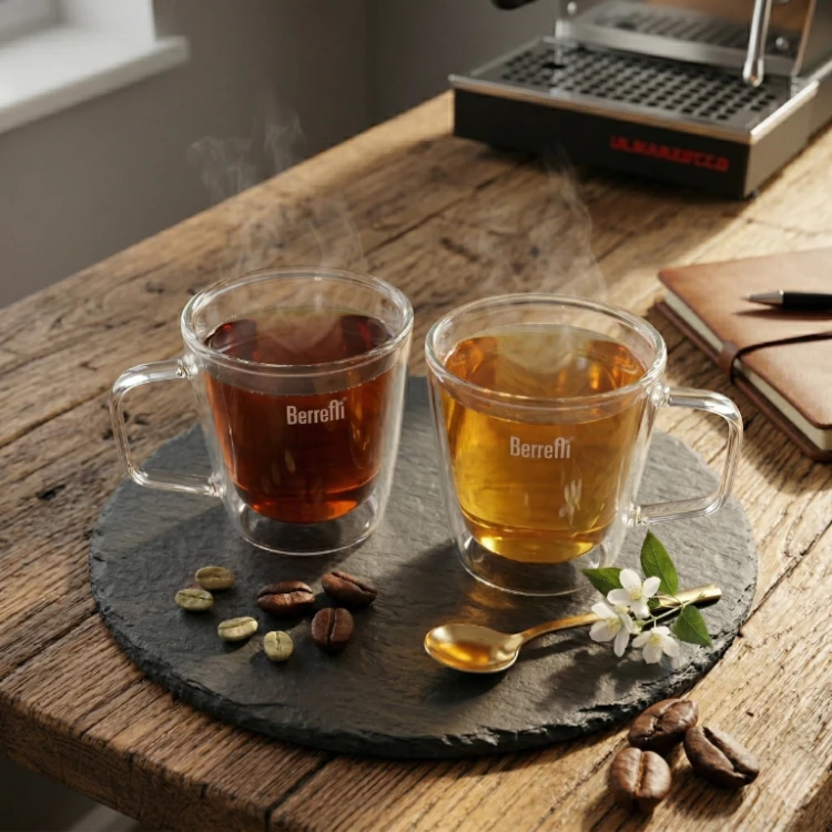 Szklanki termiczne Berretti Tazza 250 ml 2 szt podwójne szkło do kawy i herbaty