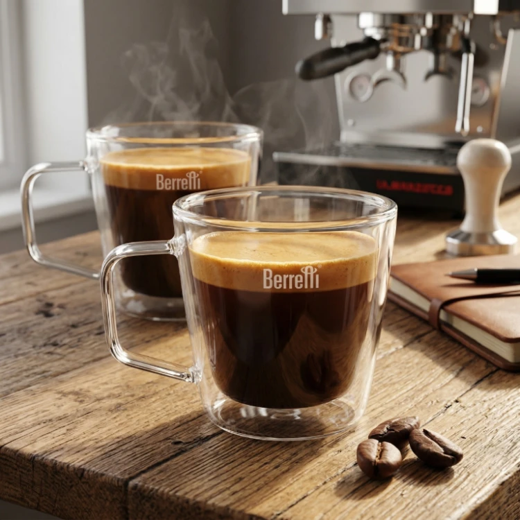 Szklanki termiczne Berretti Tazza 250 ml 2 szt podwójne szkło do kawy i herbaty