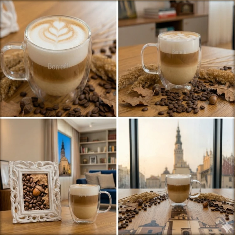 Szklanki termiczne Berretti Tazza 300 ml 2 szt podwójne szkło do kawy i herbaty