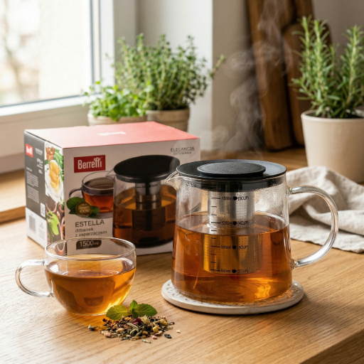 Dzbanek szklany Berretti Estella 1500 ml zaparzacz do herbaty z filtrem duży