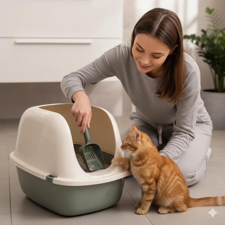 Łopatka do kuwety Misio dla kota sitko do żwirku plastikowa ergonomiczna